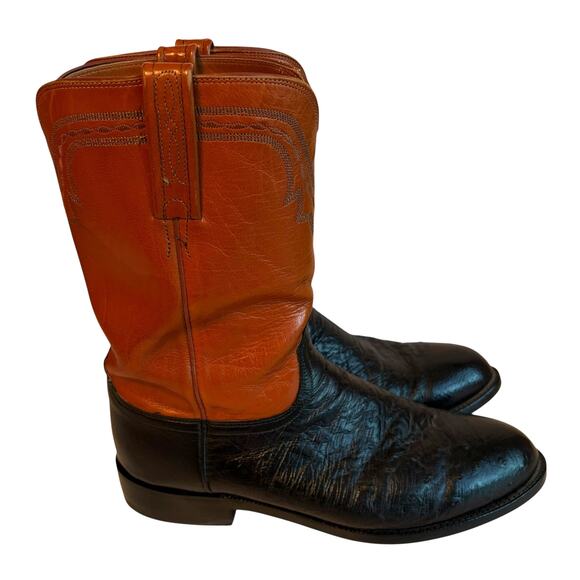 Lucchese 2000 Ostrich Boots Exotic Handmade Leather Roper 12\